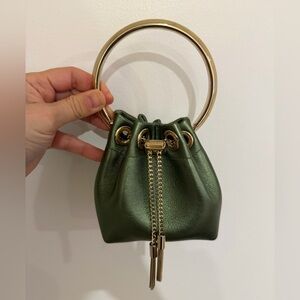 Jimmy Choo Metallic Green Mini Bag with Gold Handle